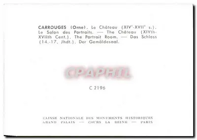 Carrouges (Orne) — O Salão dos Retratos — Castelo (séculos XIV a XVII) — Verso