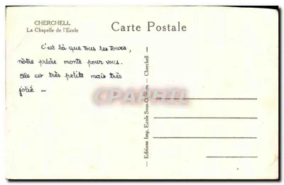 Stara pocztówka Cherchell Katedra I Ecole Algérie — Rewers