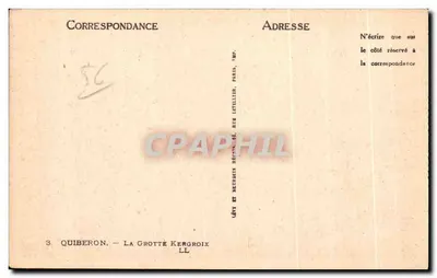 Quiberon — A Gruta Kergroix — Editor Letellier, Paris — Verso