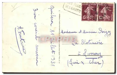 Arco de Kergroix na praia de Port-Bara — Quiberon — editor A.R.E. n°46 — Verso