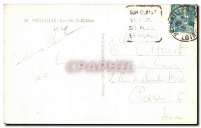 Préfailles — A costa de St-Gildas — Coleção « Gendre » Préfailles (L'int) — Verso