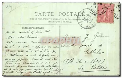 Vista aerea di Belle-Île-en-Mer — editore T. Lanoroy, n. 2 — Verso