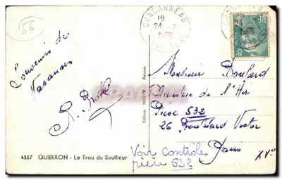 Vintage Postcard Quiberon The Blowhole — Back