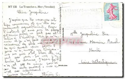 La Tranche sur Mer — panoramic view — Edition de l'Europe — Back