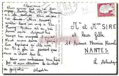 Hotel Pocztowy, Telegrafy, Telefonów — Châteauroux — P.T.T. — Wydawca Rousset — Rewers