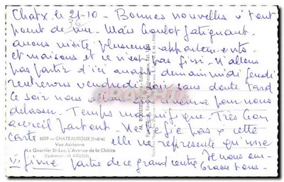Châteauroux — Widok z lotnictwa katedry — M. ROUSSEL - Wydawca — Rewers