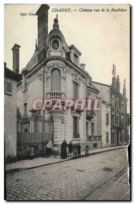 Bilhete postal antigo Chagny Castelo Rua da Bouthiere
