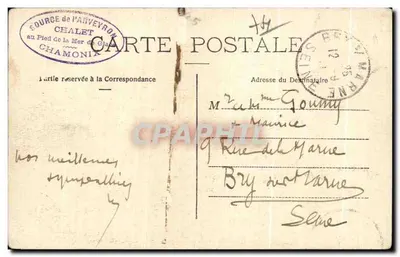 Wyspa Chamonix — Widok Chaletu źródła Arveyron — Wydawca: Chamonix — Rewers