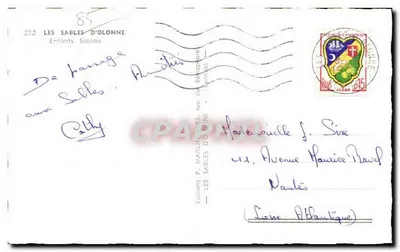 Dwa dzieci w strojach — P. Marlin — Wydawnictwo P. Marlin, Les Sables-d'Olonne — Rewers