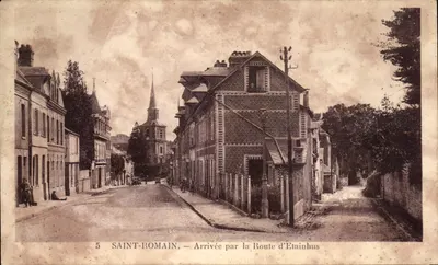 Bilhete postal antigo Saint Romain Arrivee Par la Roule D Etainhus