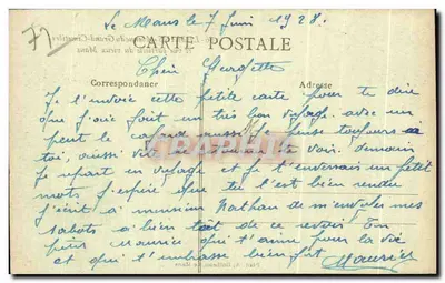 Le Mans - Avenue du Grand-Cimetière i częściowy widok starego Mans — Fot. A. Dolbeau, Le Mans, nr 166 — Rewers