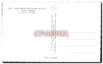 Pierre Druidique — St-Vallier-de-Thiey (A.-M.) alt. 724 m. — Les Éditions de Cimiez — Rewers