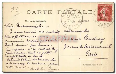 Rueil — Widok rannego poranka i Jezioro St-Cucufa — A. Ossart wyd. Rueil — Rewers