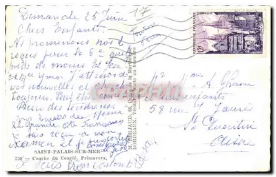 Sainte-Palaise-sur-Mer — widok wybrzeża z farbą i budynkami — wydawca nieznany, numer serii nie widoczny — Rewers