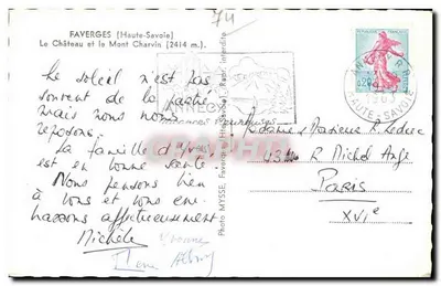 Favergeres — Zamek i Wzgórze Charvin (2414 m.) — Foto Mysses, Haute-Savoie — Rewers
