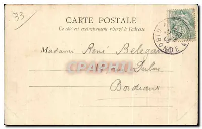 Arcachon — A Praia e o Castelo Deganne — B. J. C., Paris — Verso