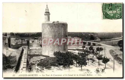 AIGUES-MORTES — A Torre de Constance e o Canal da Grande Robine — LL.