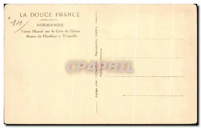 Stary Dworek na Côte de Grâce — Trasa z Honfleur do Trouville — Wydawnictwo Art Y.V.O.N., Paryż — Rewers
