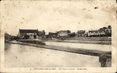 Bilhete postal antigo Courseulles sur Mer Os Parques de Ostras