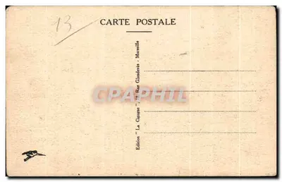Bilhete postal antigo Allauch do Castelo e Vista Panorâmica — Verso