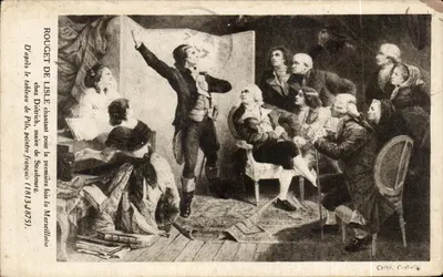 Rouget cantando pela primeira vez a Marselhesa — D'après o quadro de Pils, pintor francês (1813-1875) — Créte, Corbeil