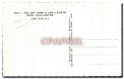 Col de Vars e Les Lacets — Em direção a Guillestre — Alt. 2115 m. — Edições Brun, Barcelonnette — Verso