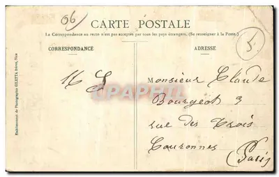 NICE - Cascade de la Vésubie au Gairaut — Édition Gilettà, phot., Nice, n° 1169 — Verso