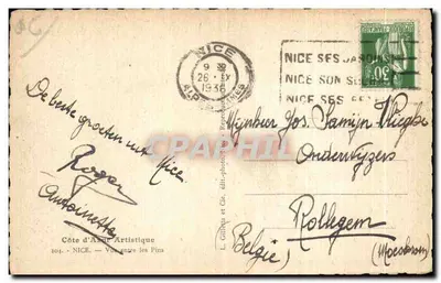 Widok między sosnami — Nice — L. Gillibin — Rewers