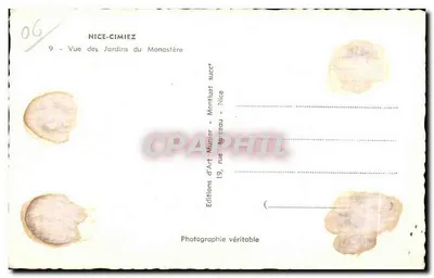 Jardins du Monastère — Nice-Cimiez — Wydawnictwo Art Munier — Rewers