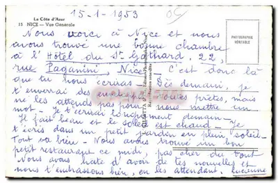 Nice — Vista Geral — Editor La Côte d'Azur, n° 09 — Verso