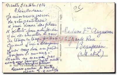 Nice — Widok całego Szpitala Pasteura — wydawca «REAL-PHOTO» C.A.A. STRASBOURG — Rewers