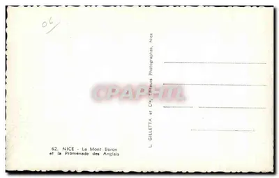 Nice — Le Mont Boron i Promenada Anglijska — L. Gilletta et Cie, Nice — Rewers