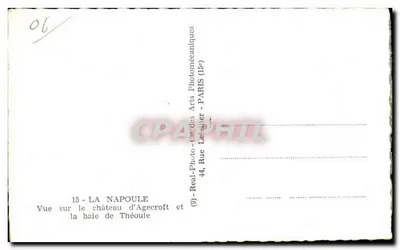 La Napoule — Widok na zamek Agecroft i zatokę Théoule — Cap — Rewers