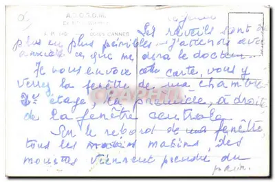 Hôtel Adosom Windsor — Cannes — éditeur A.D.O.G.O.M. — Verso