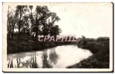 Bilhete postal antigo Chauny As Margens do Rio Oise