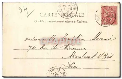 Cartolina d'epoca Nogent sur Marne Localite Tres Ancienne Chilperic Residait En 581 — Verso