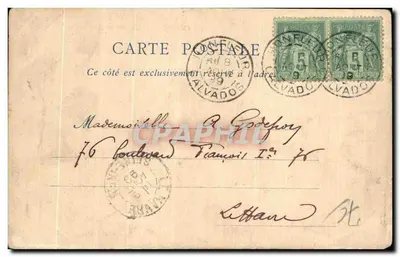 Stara pocztówka Honfleur Maisons du Quai St Catherine karta 1899 — Rewers