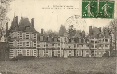 Bilhete postal antigo Environs de St Romain Gommerville O Castelo Joly