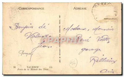 Porte de la Maison des Têtes — Valence — Lévy et Recoudain, Imp. Paris — Verso