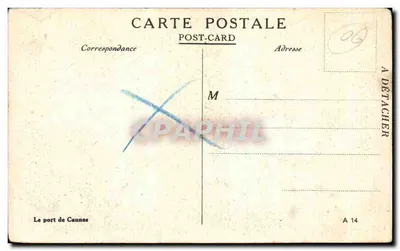 Port Cannes — widok portu z wieloma jachtami i parowcem — wydawca A 14 — Rewers