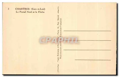 Chartres (Eure-et-Loir) — O Portal Norte e a Flecha — Les Éditions d'Art Tyon, Paris — Verso
