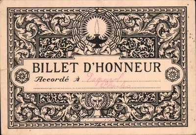 Billet d'honneur — Accorder à Laguesol Charles — éditeur non imprimé sur la carte