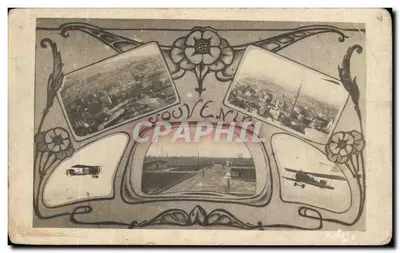 Bilhete postal antigo Fantasia Aviões Aeroplanos