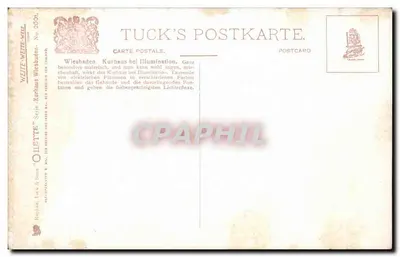 Wiesbaden - Kurhaus podczas oświetlenia — Tuck & Sons, seria 'Oliette' nr 2004 — Rewers