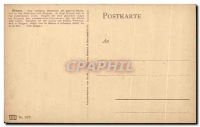 Bingen — vista del romantico valle del Reno — editore Astolfin-Karten von Xiften, n° 107 — Verso