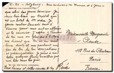 Salzbourg — vue du Kapuzinerberg — Photo Vering, Salzbourg, n°140 — Verso