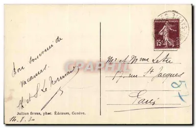 Argentière e il Monte Bianco — J.J. 1976 — Jullien frères, fot. Editori, Ginevra — Verso