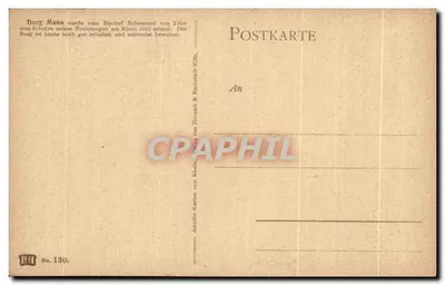 Burg Maus — castelo sobre o Reno — editor HH, n° 130 — Verso