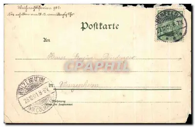 Antieke ansichtkaart Benfeld Groet a b — Achterkant