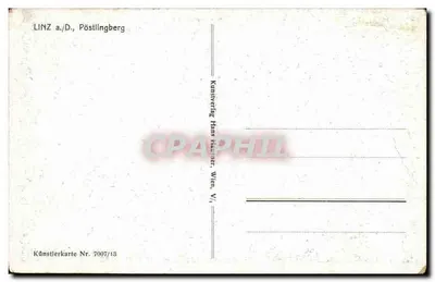 Castillo de Pöstlingberg en Linz — vista panorámica — Kunstverlag Hans Haumer, Viena, n° 7007/18 — Reverso